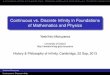 Continuous vs. Discrete Infinity in Foundations of 