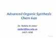 Advanced Organic Synthesis Chem 640 - KSU
