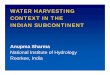WATER HARVESTING CONTEXT IN THE INDIAN SUBCONTINENT