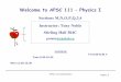 Welcome to APSC 111 – Physics I