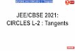 JEE/CBSE 2021: CIRCLES L-2 : Tangents JEE/CBSE 2021 