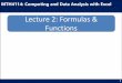 Lecture 2: Formulas & Functions