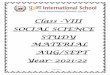 Class -VIII SOCIAL SCIENCE STUDY MATERIAL AUG/SEPT Year 
