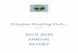 2019-2020 ANNUAL REPORT - Croydon Bowls