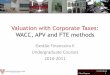 Valuation with Corporate Taxes: WACC, APV and FTE methods