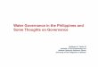 Water Governance in the Philippines and Some Thoughts on 