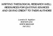 WRITING THEOLOGICAL RESEARCH WELL: RESOURCES FOR …