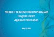 PRODUCT DEMONSTRATION PROGRAM Program Call #2 …