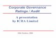 Corporate Governance Ratings / Audit A presentation by ICRA Limited