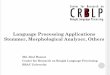 Language Processing Applications Stemmer, Morphological Analyzer