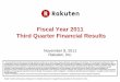 Fiscal Year 2011 Third Quarter Financial Results