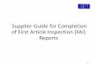 Supplier Guide for Completion of First Article Inspection 