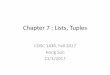 Chapter 7 : Lists, Tuples