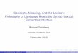 Concepts, Meaning, and the Lexicon: Philosophy of Language
