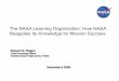 The NASA Learning Organization: How NASA Reapplies Its 