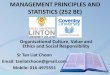 MANAGEMENT PRINCIPLES AND STATISTICS (252 BE)