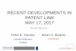 RECENT DEVELOPMENTS IN PATENT LAW MAY 17, 2017