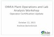 OWEA Plant Operations and Lab Analysis Workshop