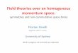 Field theories over an homogenous momentum space: symmetries