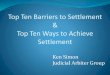 Top Ten Barriers to Settlement Top Ten Ways to Achieve