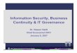 Information Security, Business Continuity & IT Governance