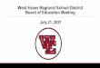 West Essex Regional School District Board of Education Meeting