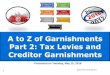 A to Z of Garnishments Part 2: Tax Levies and Creditor 