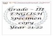 Grade III ENGLISH Specimen copy Year 21-22