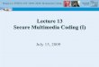 Lecture 13 Secure Multimedia Coding (I) - uni-konstanz.de