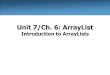 Unit 7/Ch. 6: ArrayList