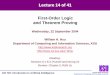 Lecture 14 of 41 First-Order Logic and Theorem Proving