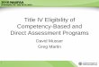Title IV Eligibility of Competency-Based and Direct 