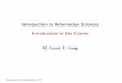 Introduction to Information Sciences Introduction to the 