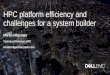 HPC platform efficiency and challenges for a system builder