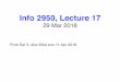 Info 2950, Lecture 17 - Cornell University