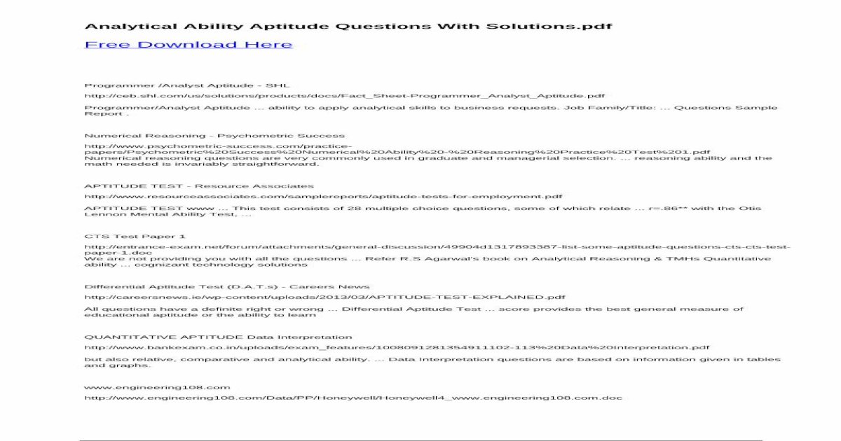  PDF Programmer Analyst Aptitude PDF FileProgrammer Analyst Aptitude SHL Programmer