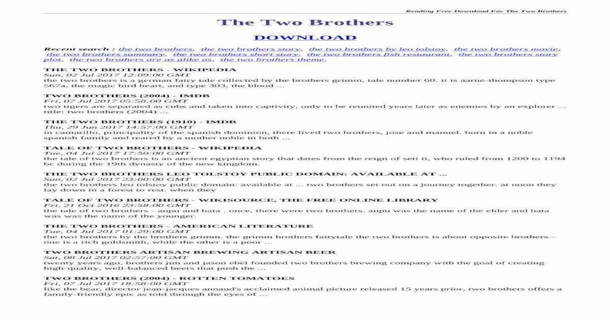 the two brothers by leo tolstoy summary