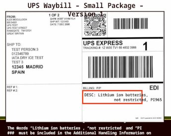 (PPT) DESC: Lithium ion batteries, not restricted, PI965 UPS Waybill –  Small Package – Version 1 The words “Lithium ion batteries”, “not  restricted” and “PI - DOKUMEN.TIPS
