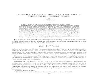 PDF) A short proof of the levy continuity theorem in Hilbert space -  
