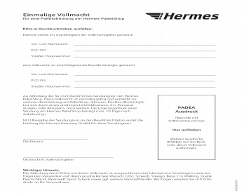 PDF) für eine Paketabholung am Hermes PaketShop Vollmacht für eine  Paketabholung am Hermes PaketShop Bitte in Druckbuchstaben ausfüllen:  Hiermit erteile ich (nachfolgend … - DOKUMEN.TIPS