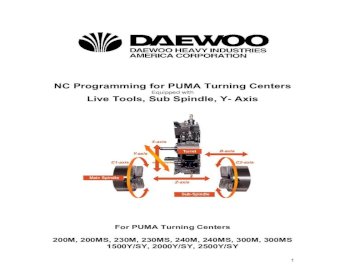 PDF) NC Programming for PUMA Turning Centers Live … Programming for PUMA  Turning Centers Equipped with Live Tools, Sub Spindle, Y- Axis ...  Parameter Settings related to Spindle Synchronization - DOKUMEN.TIPS