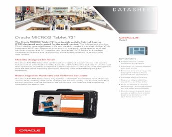 PDF) Oracle MICROS Tablet 721 - Data sheet | Oracle · from the back office  improving operations, reducing costs and redefining the guest experience.  ... • 4-Bay Extended Battery Charger - DOKUMEN.TIPS