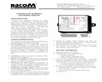 PDF) CONTROLDE BOMBEO CISTERNA TINACO - … 1 a 4  · restablece el  programa en caso de falla. • Señalisación por bajo voltaje. ... NEGRO ROJO  CAFE Control de Bombeo Modelo 
