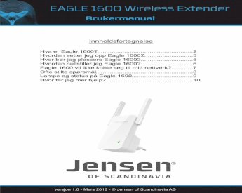 PDF) EAGLE 1600 Wireless Extender - jensenofscandinavia.com · Hva er Eagle  1600? Eagle 1600 er en trådløst forsterker for enkelt å kunne utvide  dekningen av ditt eksisterende trådløse - DOKUMEN.TIPS
