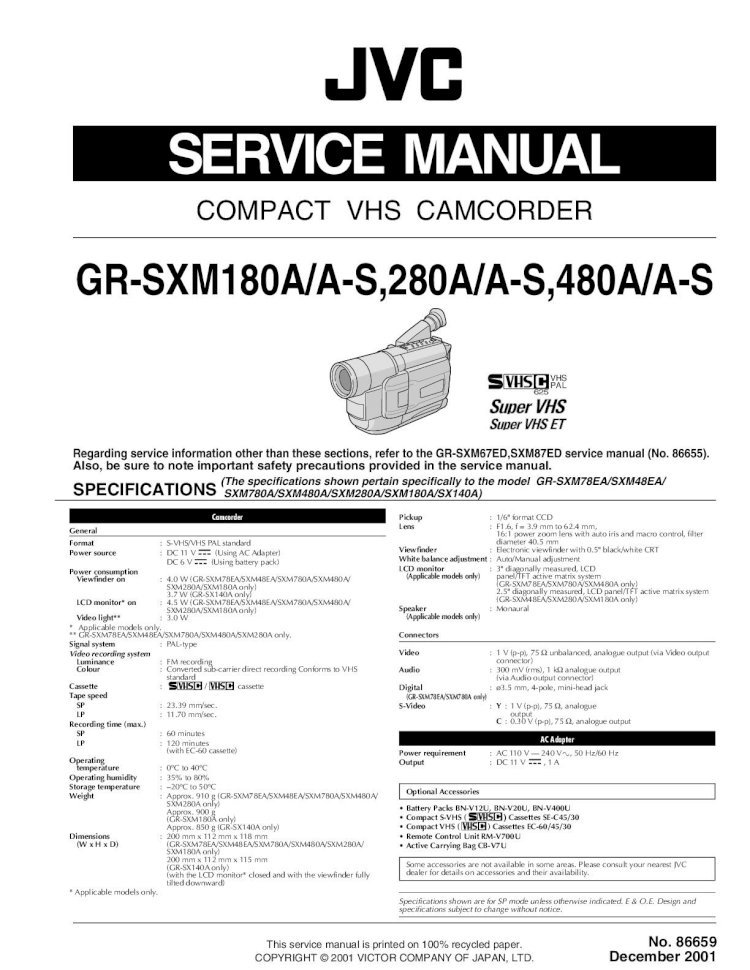 PDF) Jvc Gr-sxm180 Sxm280 Sxm480 a-A-s Service Manual - DOKUMEN.TIPS