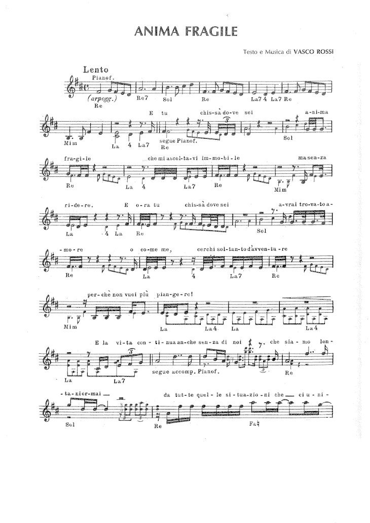 PDF) Vasco Rossi Anima Fragile Spartito Per Pianoforte1 - DOKUMEN.TIPS