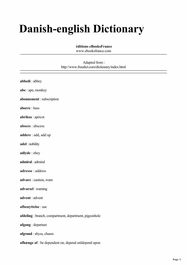 famlende forklædt Arena PDF) Danish English Dictionary - DOKUMEN.TIPS