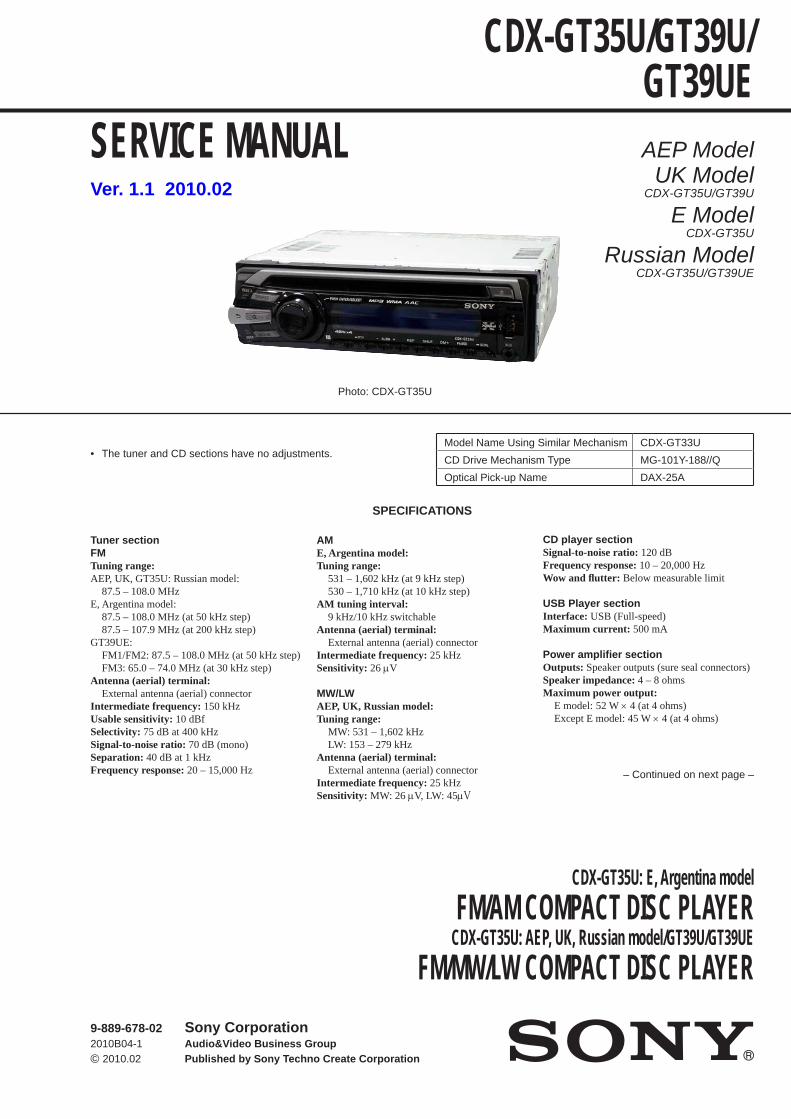 Sony - CDX-GT35U - Autoradio CD USB