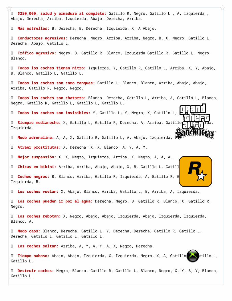 DOCX) Trucos GTA San Andreas (XBOX) - DOKUMEN.TIPS