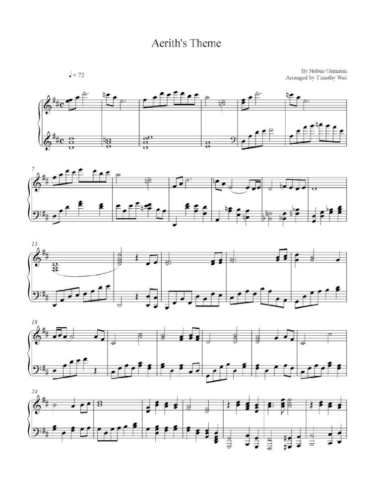 PDF) FF7 Aerith&#039;s Theme Piano Sheet Music - DOKUMEN.TIPS